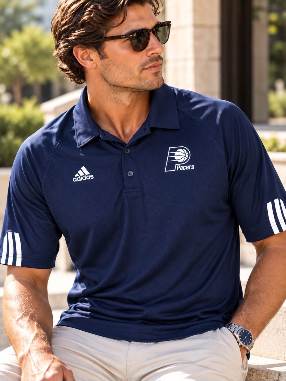 adidas Indiana Pacers Performance Polo 2XL Navy NBA Basketball #658